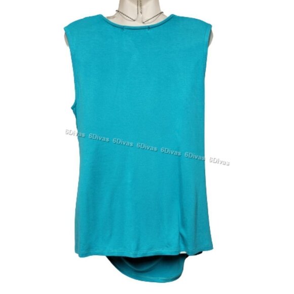 Womens Blue Sleeveless Top Blouse, Stretchy Blouse Top Cowl Neck - Size L - NEW - Picture 4 of 8